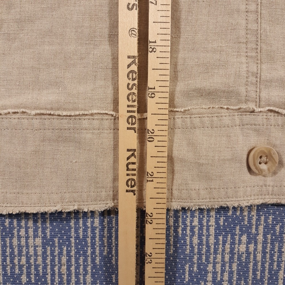 Tommy Bahama Two Palms Linen Shirt Jacket Womens Small Raw Edge Button Up Beige - Picture 9 of 10